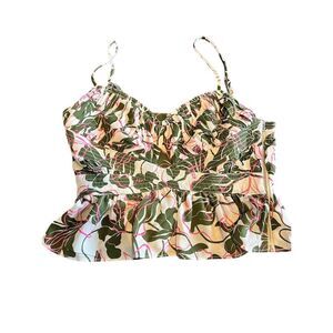Parker Women's Floral Peplum Camisole Top Size 2 Multicolor